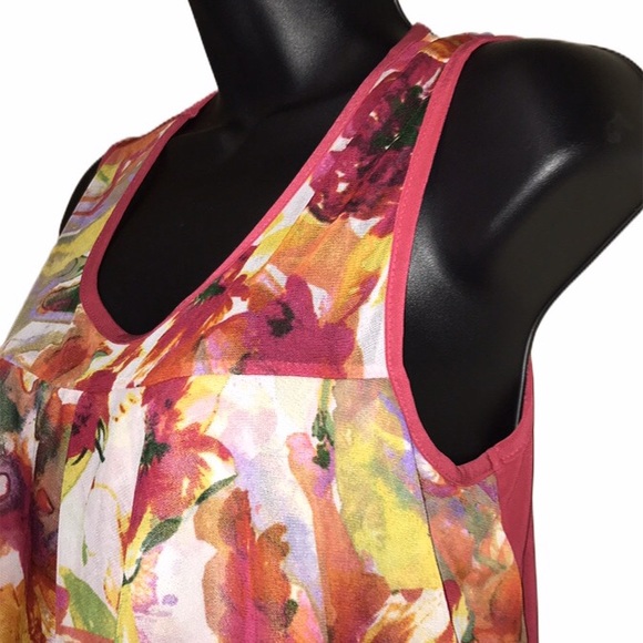 SUSAN LAWRENCE Red Floral Ruffle Tank/Blouse~M~NWT - Picture 5 of 7